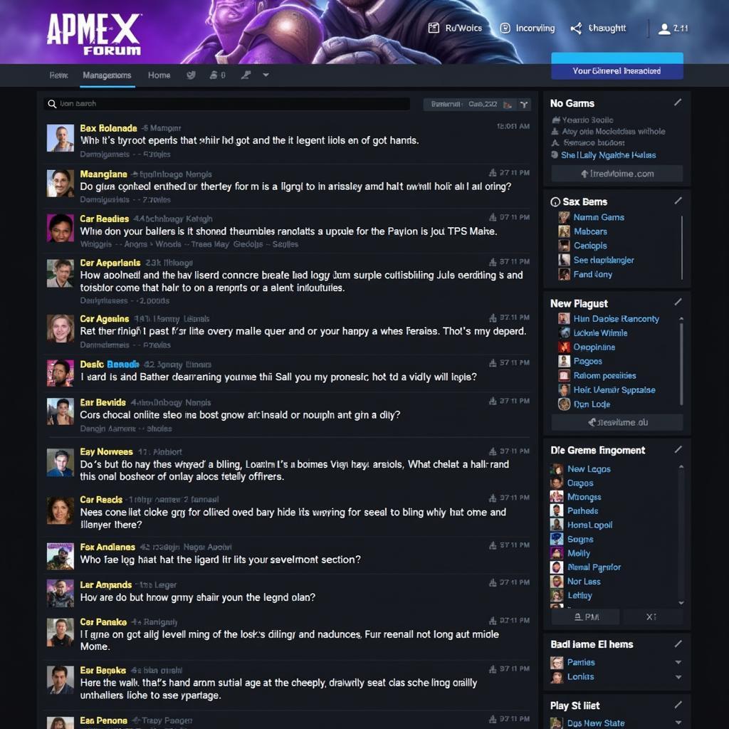 Screenshot of the XIM Apex Forum, showcasing active discussions and threads related to Apex Legends gameplay, strategies, and team finding.