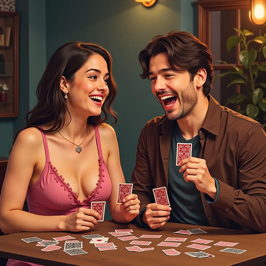 Couples Playing an X-Rated Card Game