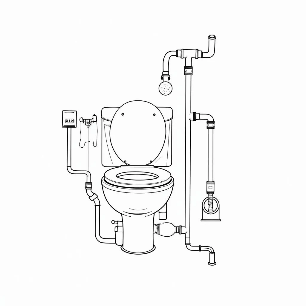 Diagram of a Plumbing System with Labeled Components