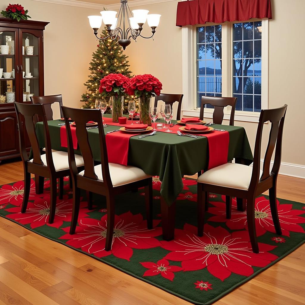 Poinsettia Rug in Dining Room