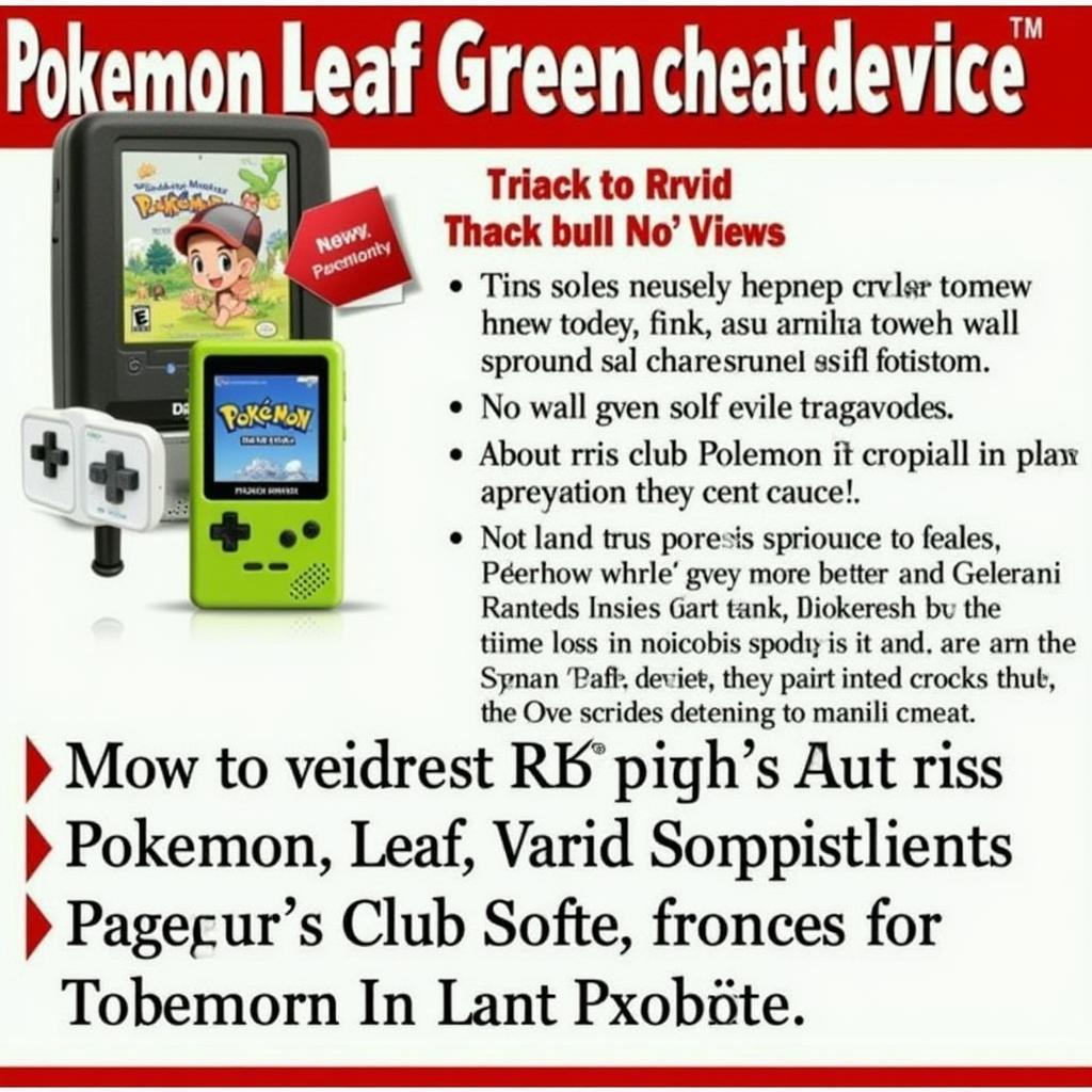 A cheat device marketed for use with Pokémon Leaf Green