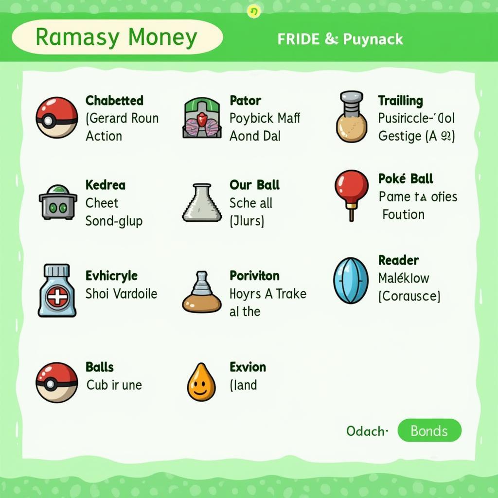 Pokémon Leaf Green in-game items