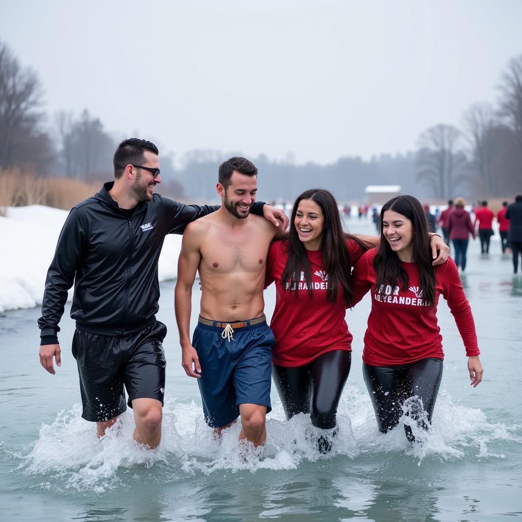 Exiting the Water After a Polar Plunge