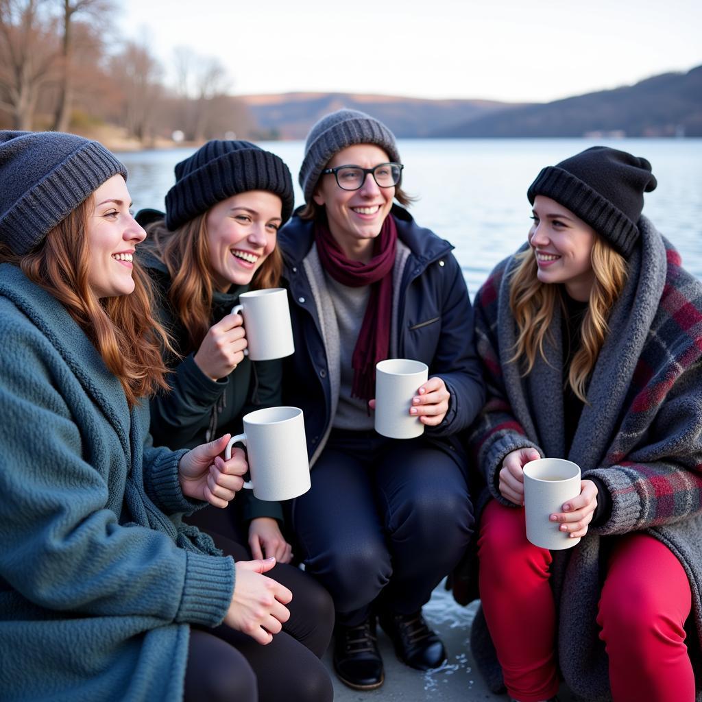 Enjoying Warm Drinks After a Polar Plunge