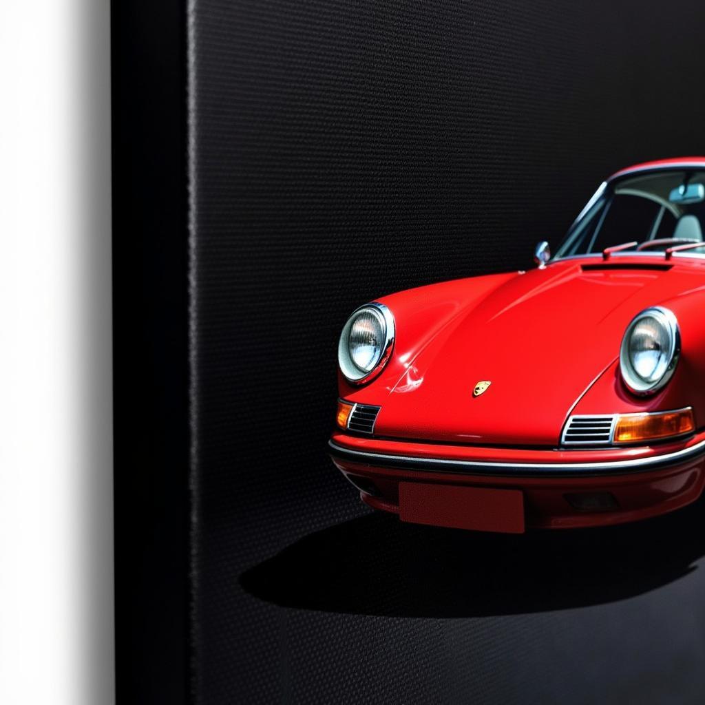 Porsche 911 Canvas Art: Classic Red on Black Background