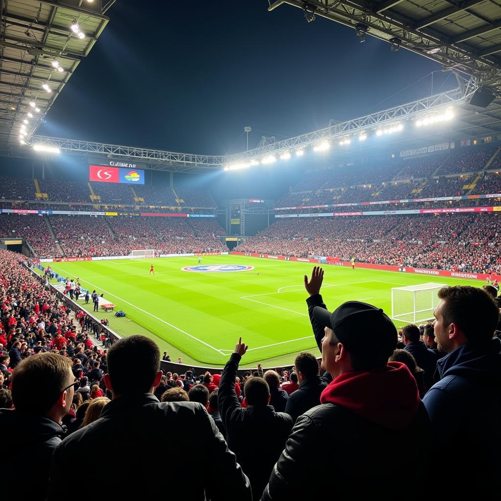 Fans cheering at a pre-season football game