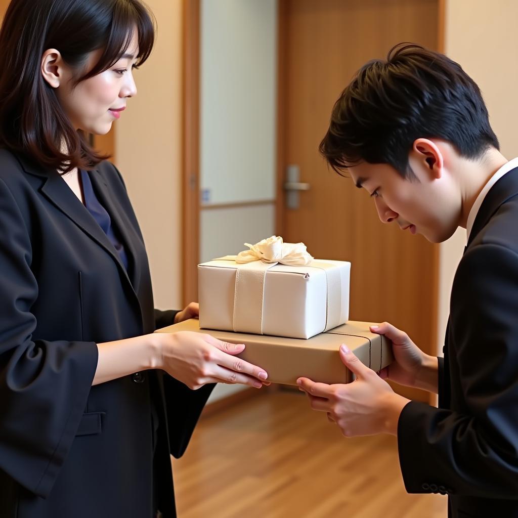 Presenting a Japanese apology gift with proper etiquette