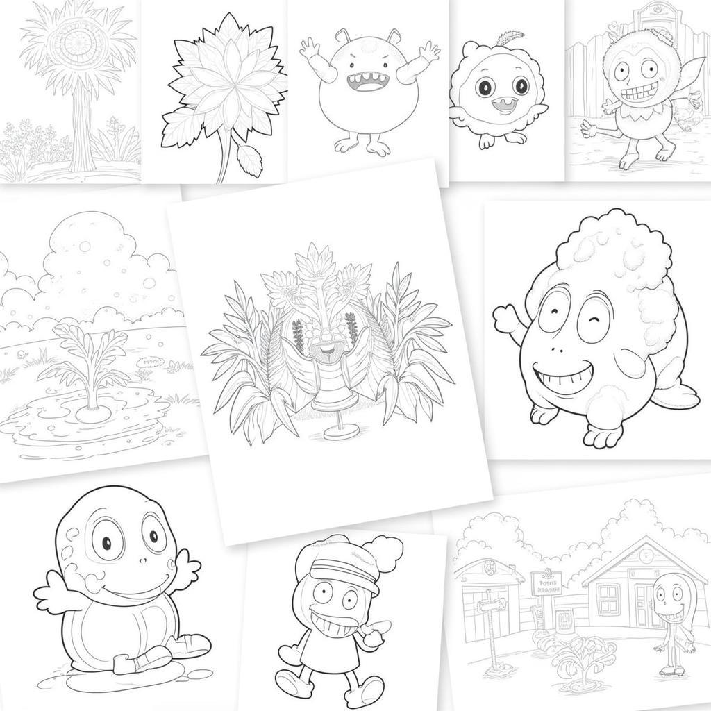 Printable Plants vs Zombies coloring sheets featuring various characters