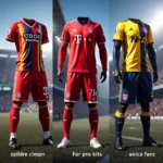 Pro Clubs custom kits with different designs and logos