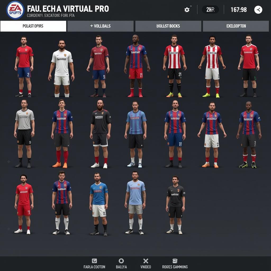 Pro Clubs Virtual Pro customization menu with clothing options