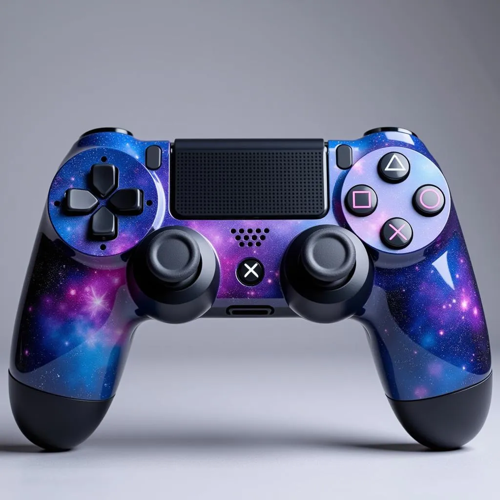 Custom painted PS4 controller with a galaxy theme