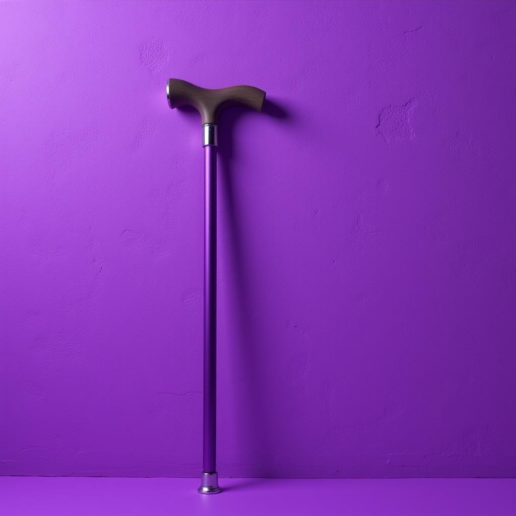 Purple cane leaning against a vibrant purple wall