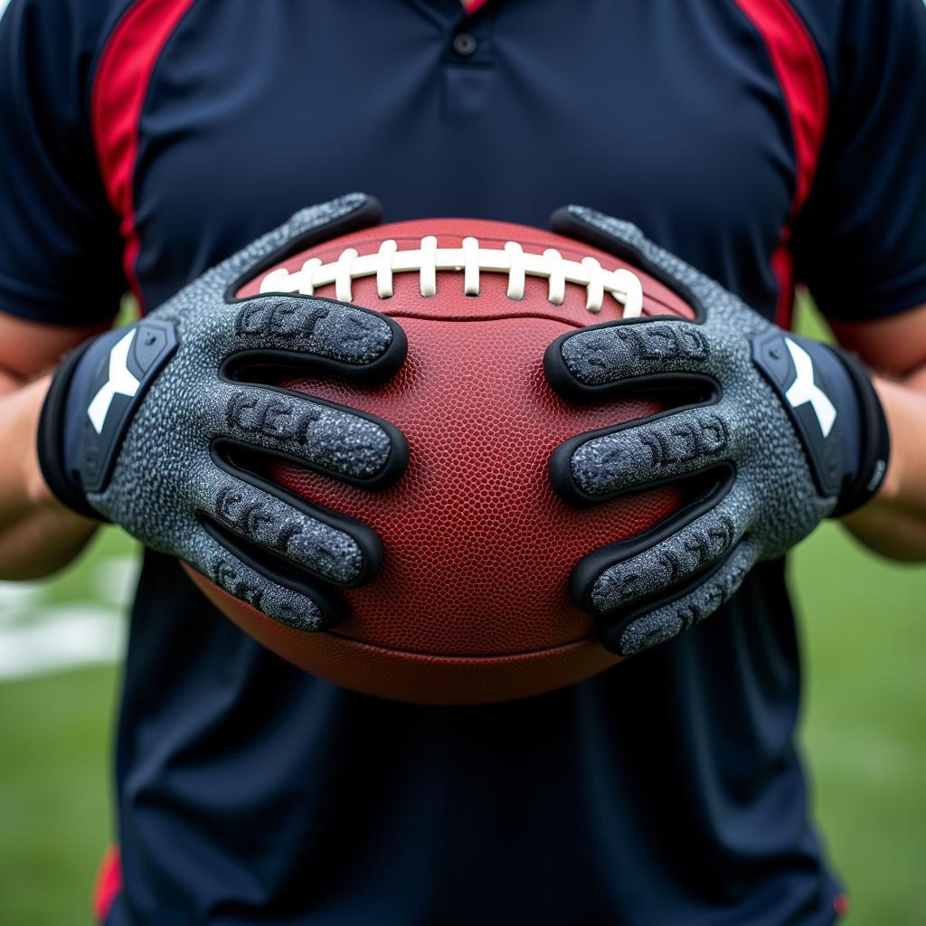 Quarterback wearing gloves for enhanced grip and control