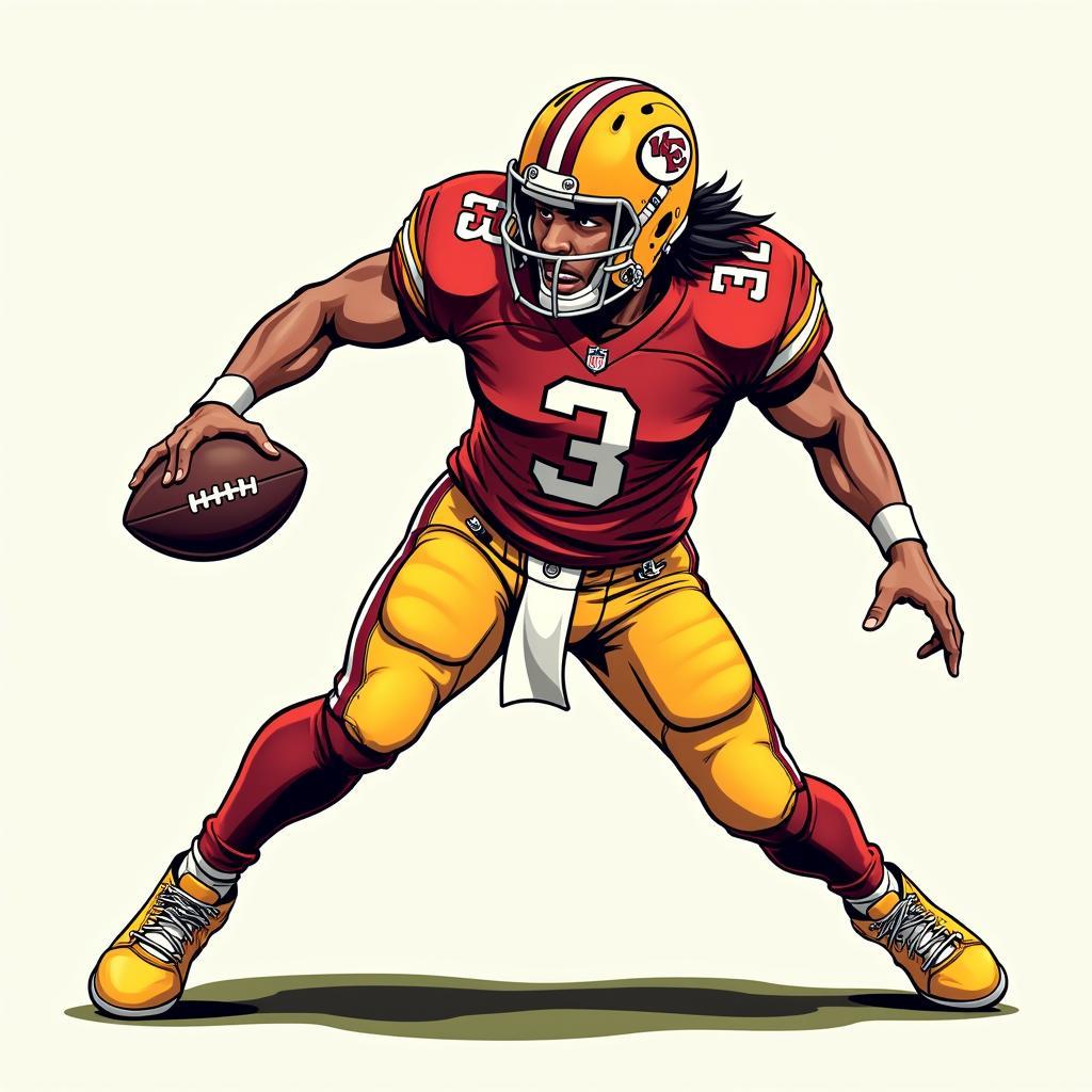 A dynamic quarterback character design with a fitting name