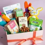 A gift box filled with rabbit toys and treats