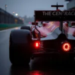 F1 car with rain light on