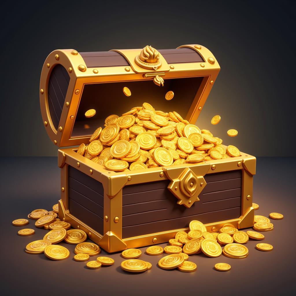 A rare gold pack bursting with valuable in-game items like weapons, skins, and character upgrades.