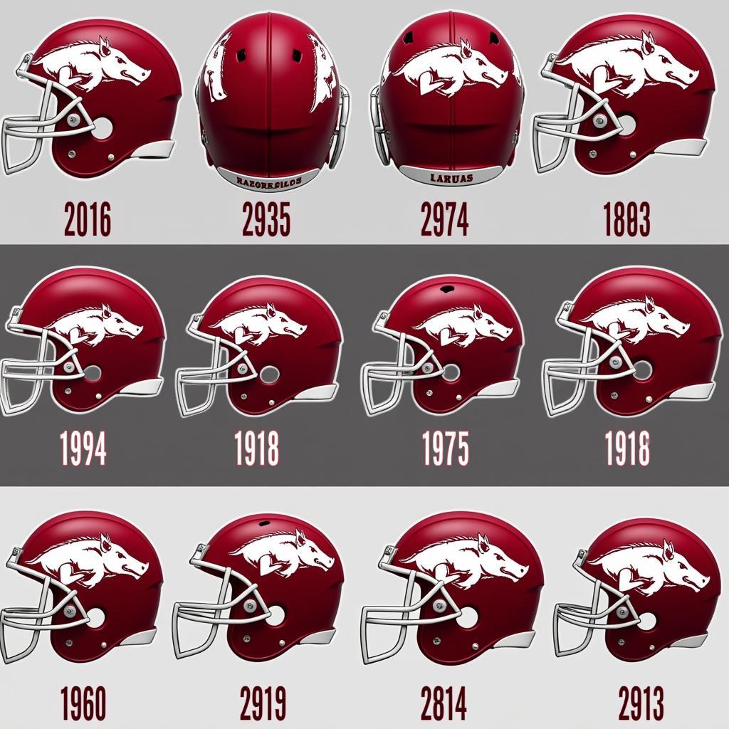 Evolution of the Razorback Logo on the Helmet