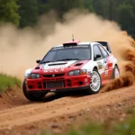 RC WRC car racing on a dirt track