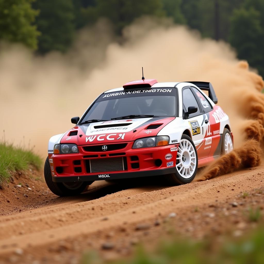 RC WRC car racing on a dirt track