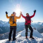 Climbers Celebrating on a Mountain Summit