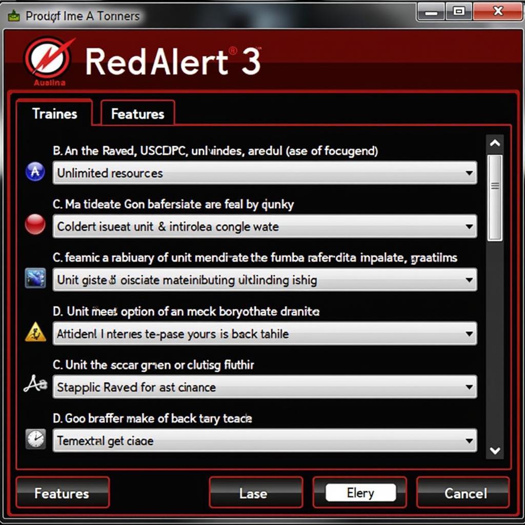 Red Alert 3 Trainer Features Interface