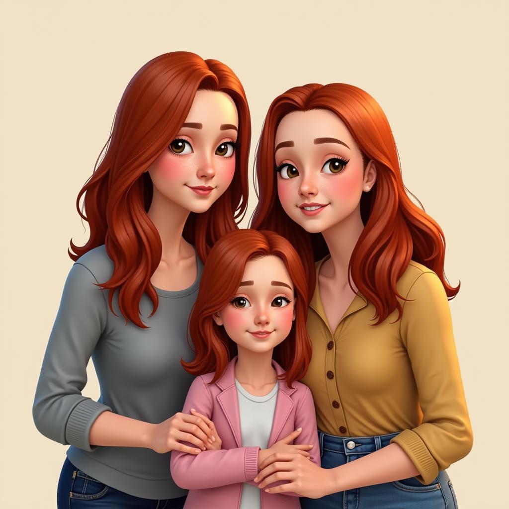 Redhead Sim Family with Varying Heights