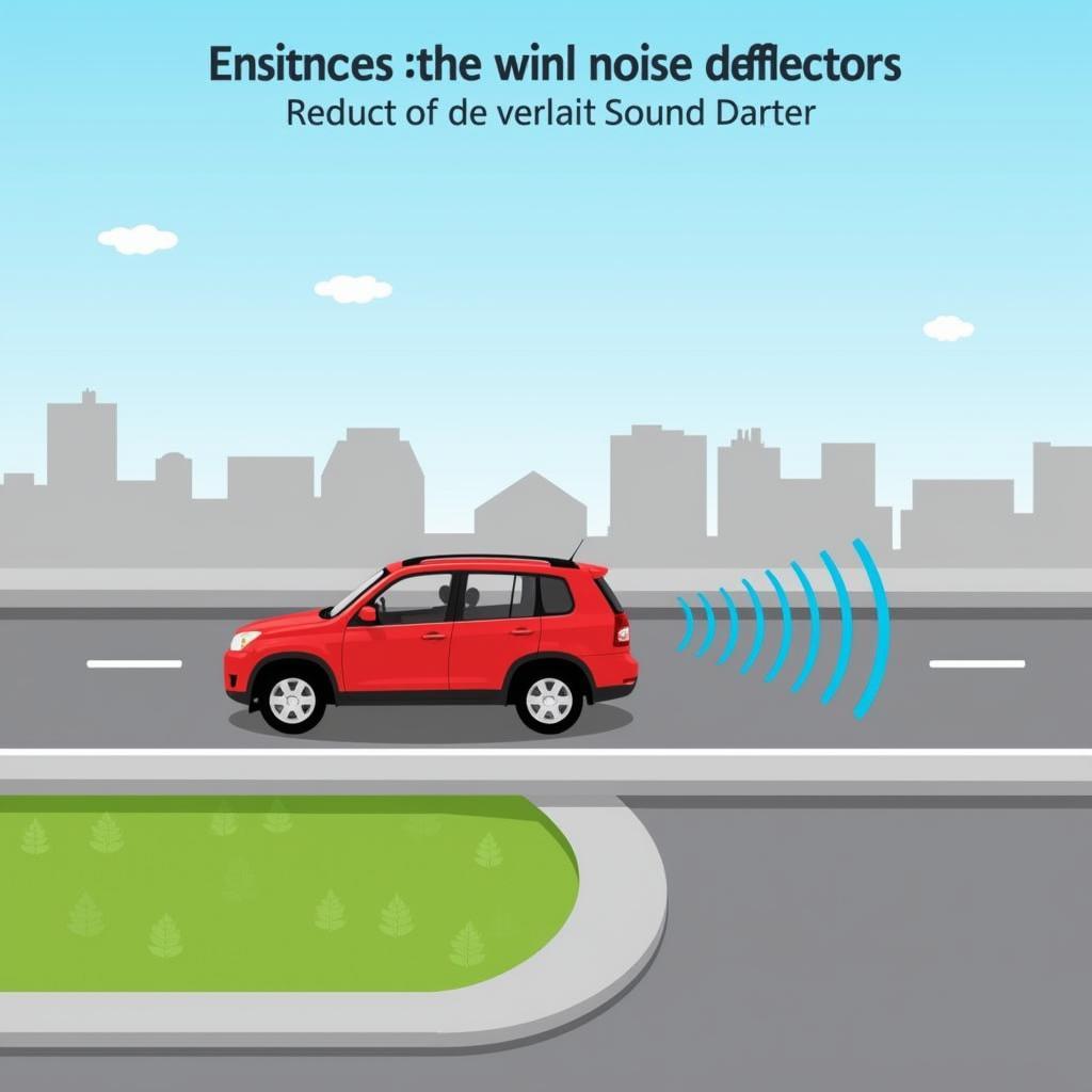 Car driving with window wind deflectors and reduced wind noise