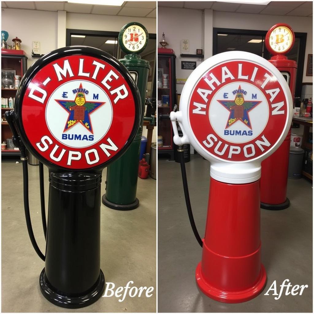 A restored antique gas pump globe.