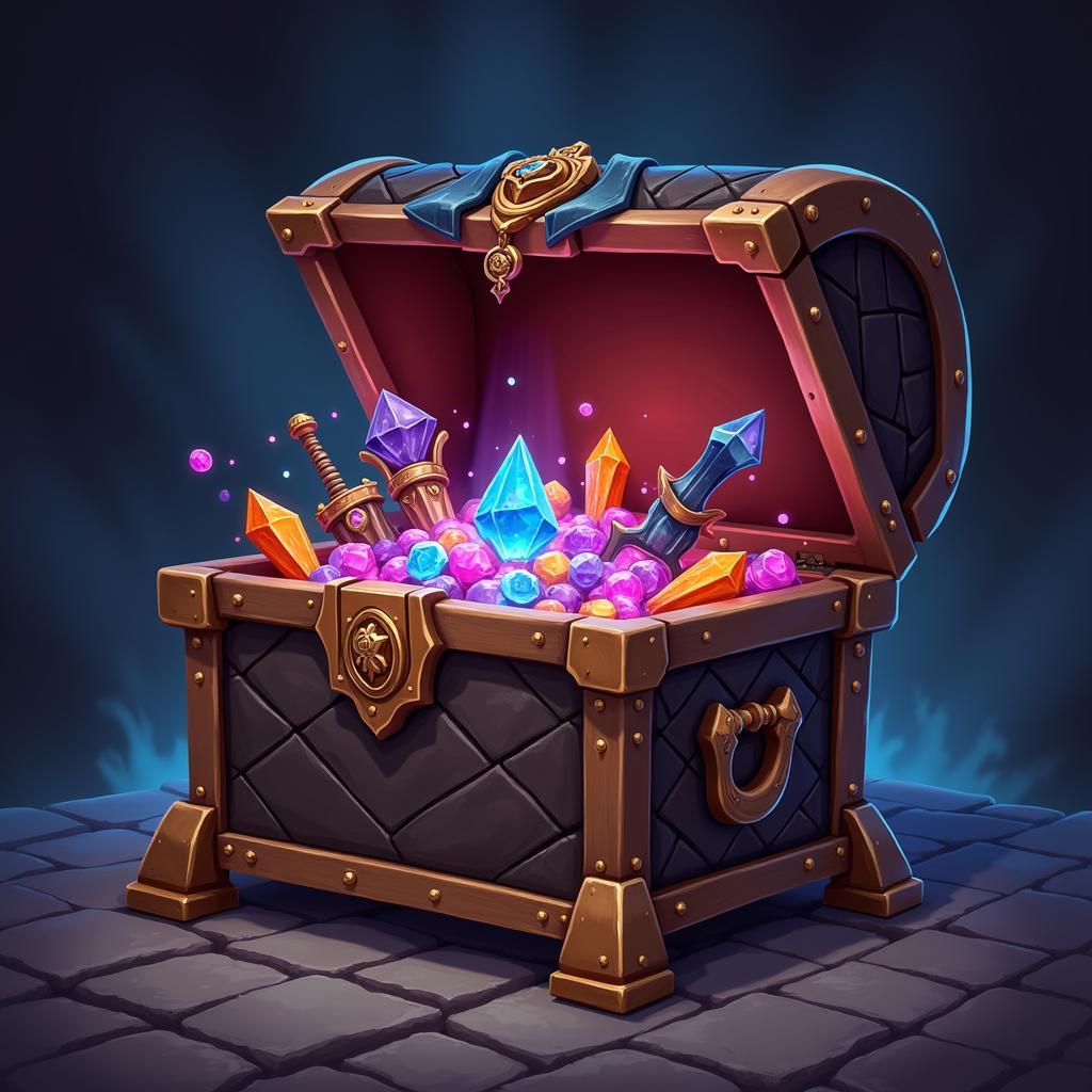 Treasure chest overflowing with valuable rewards