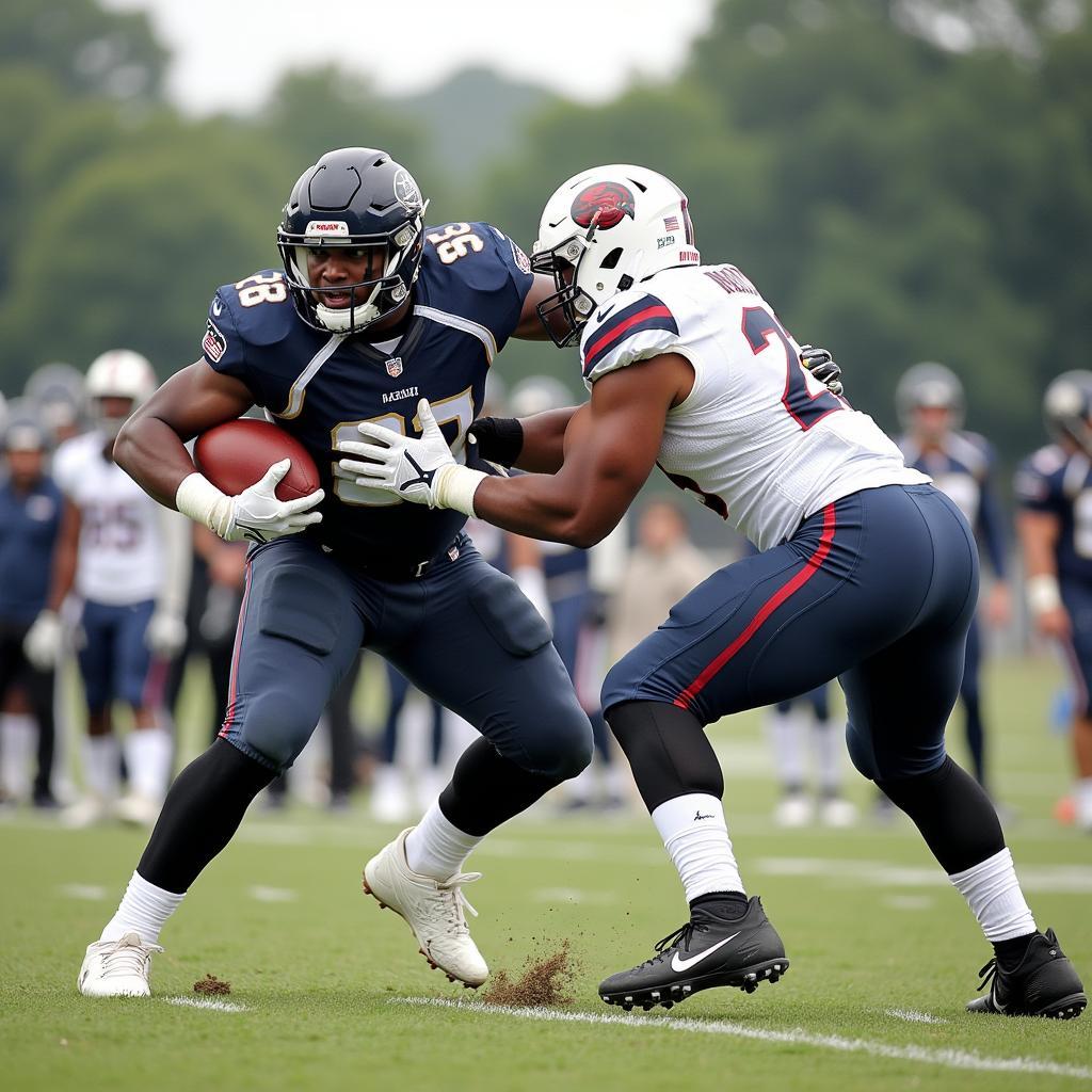 Defensive lineman executing the rip technique