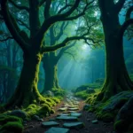 Mystical Forest Road in a Fantasy World