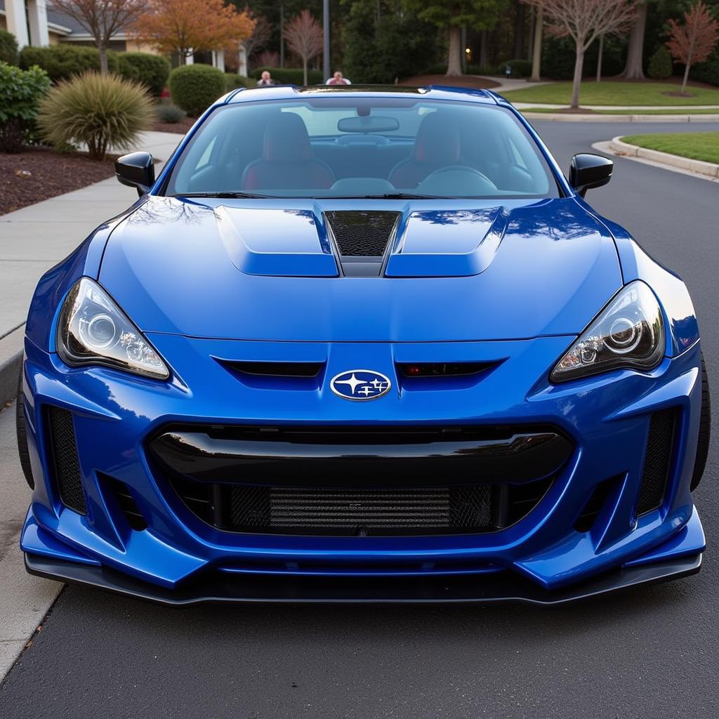 Close-up of the Rocket Bunny front bumper on a Subaru BRZ