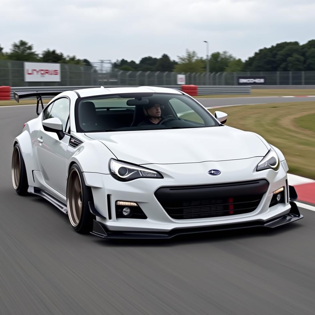 White Rocket Bunny BRZ on Race Track