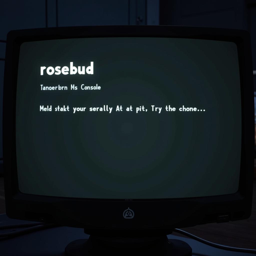 Screenshot of "rosebud" cheat code being entered