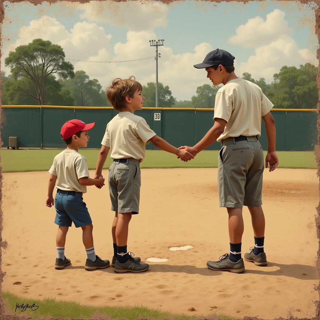 Sandlot art painting in a vintage style