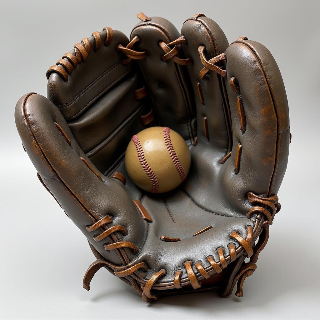 A sculpture of a vintage baseball glove