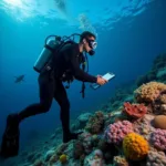 Scientific Diver Studies Coral Reef