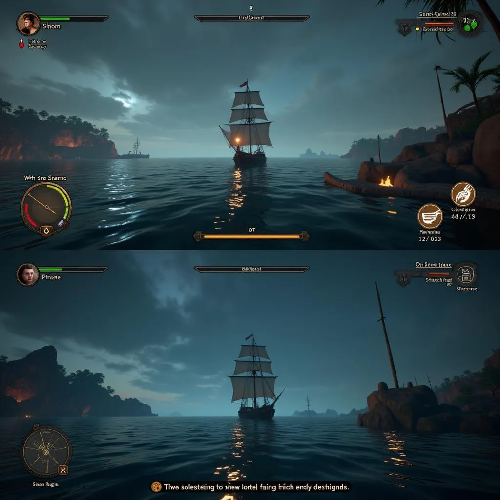 Screenshot of Sea of Thieves gameplay with visible lag spikes