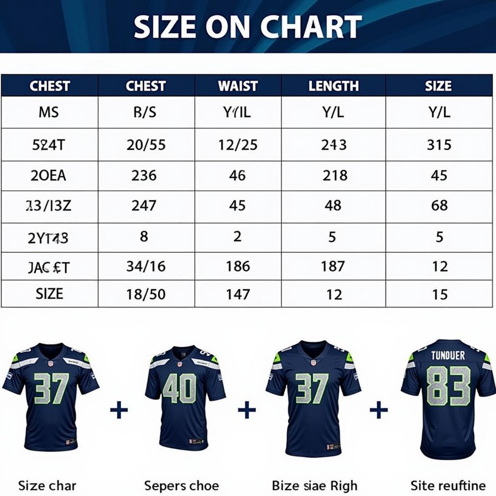 Size chart for elite Seahawks jerseys