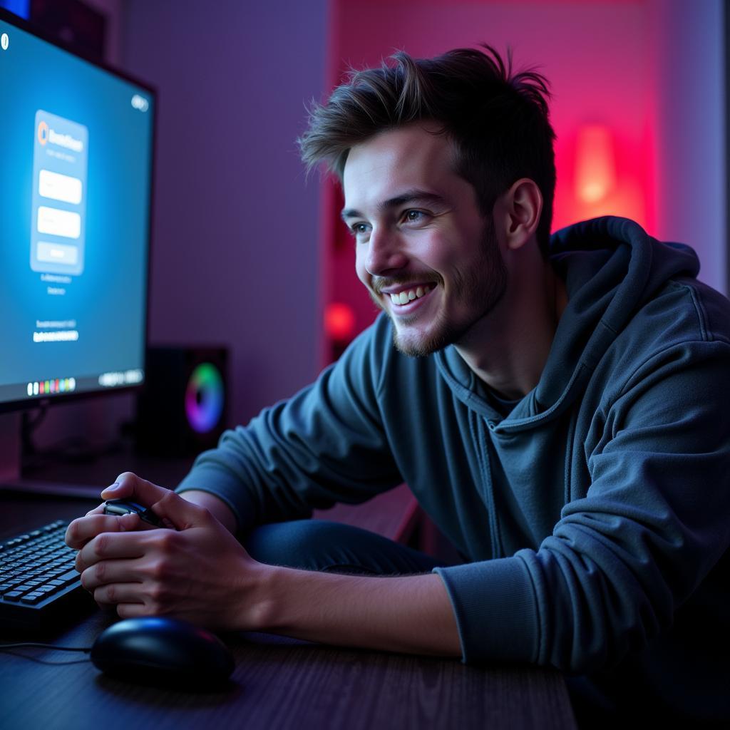 Gamer enjoying a seamless gaming experience