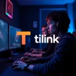 Tilink logo with a gamer in the background