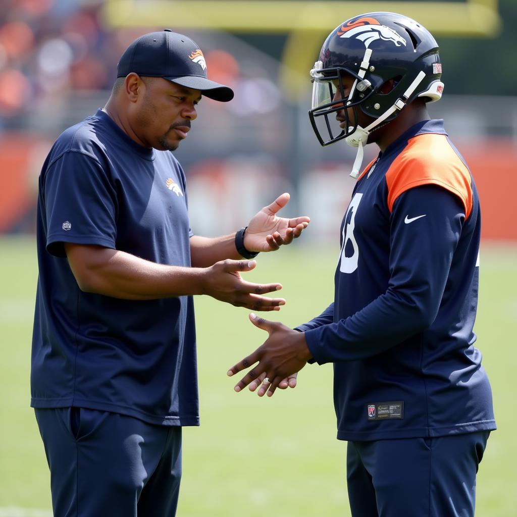 Sean Payton Coaching Jerry Jeudy during Denver Broncos Practice