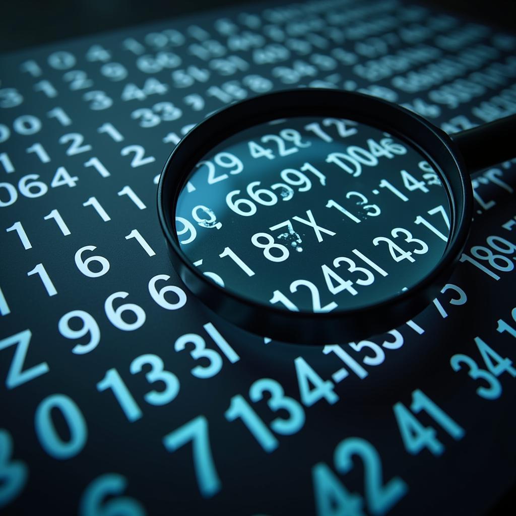 Magnifying glass over numerical sequence