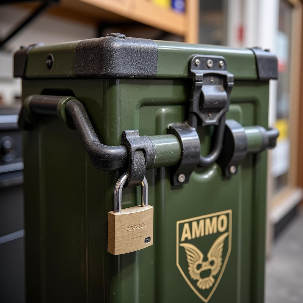 An ammo can secured with a lock kit