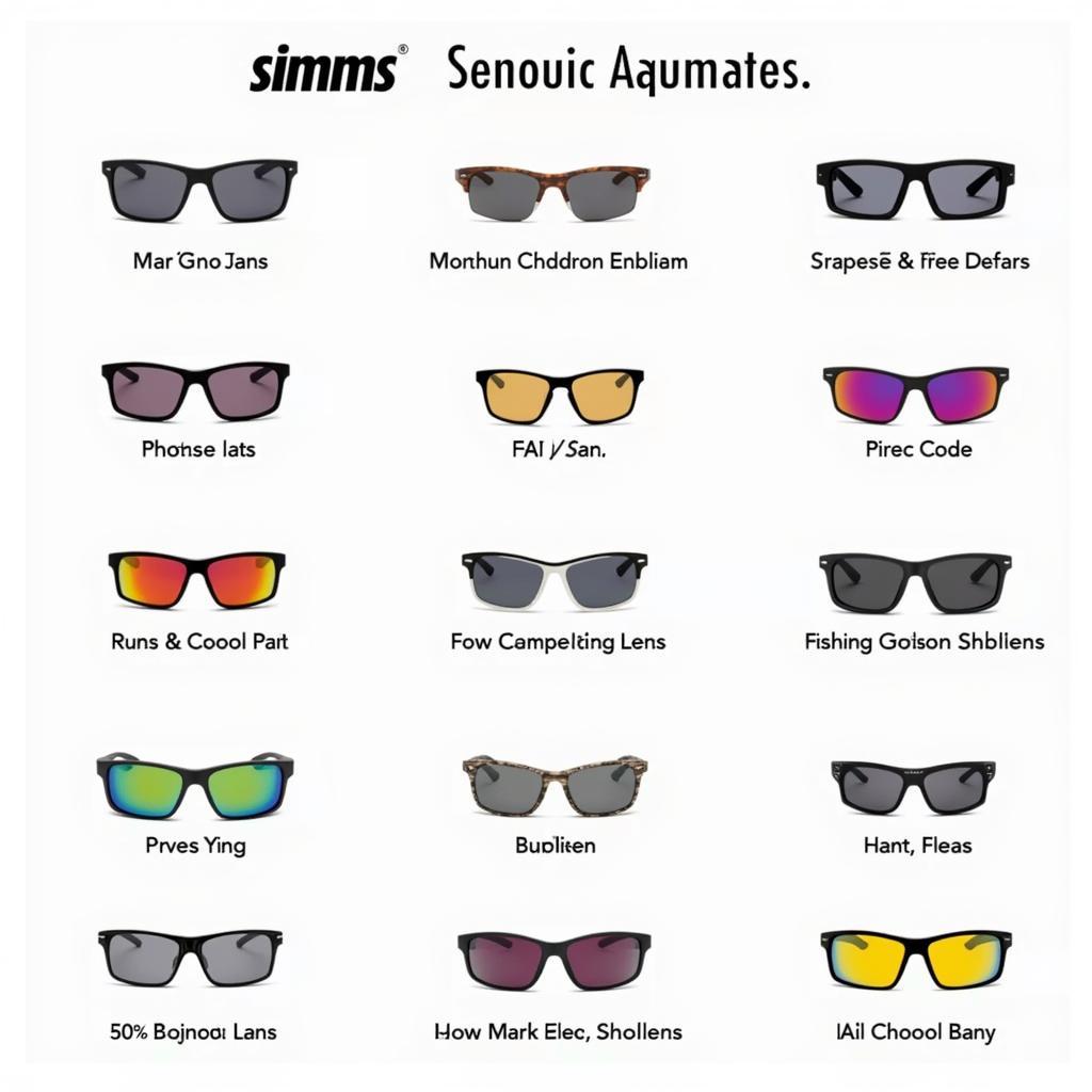 A variety of Simms sunglasses for different fishing needs