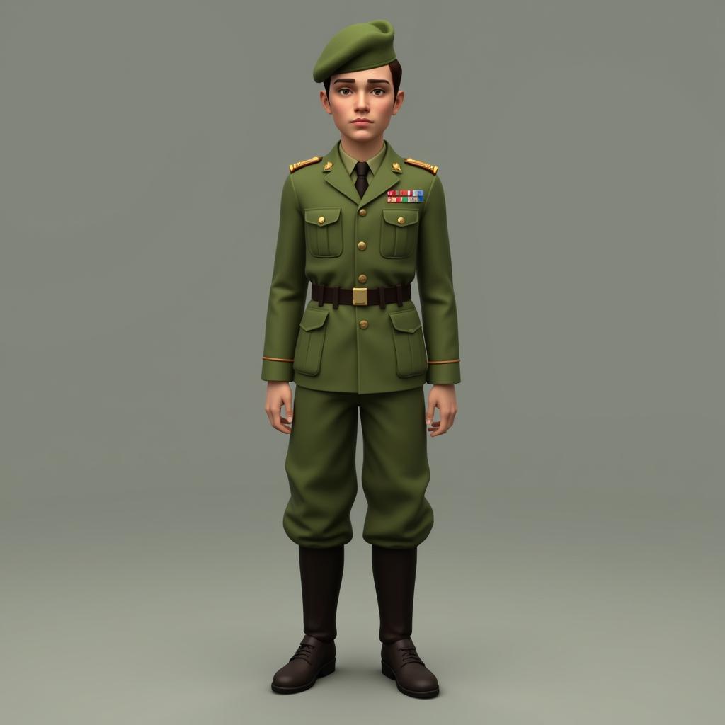 Sim in military uniform