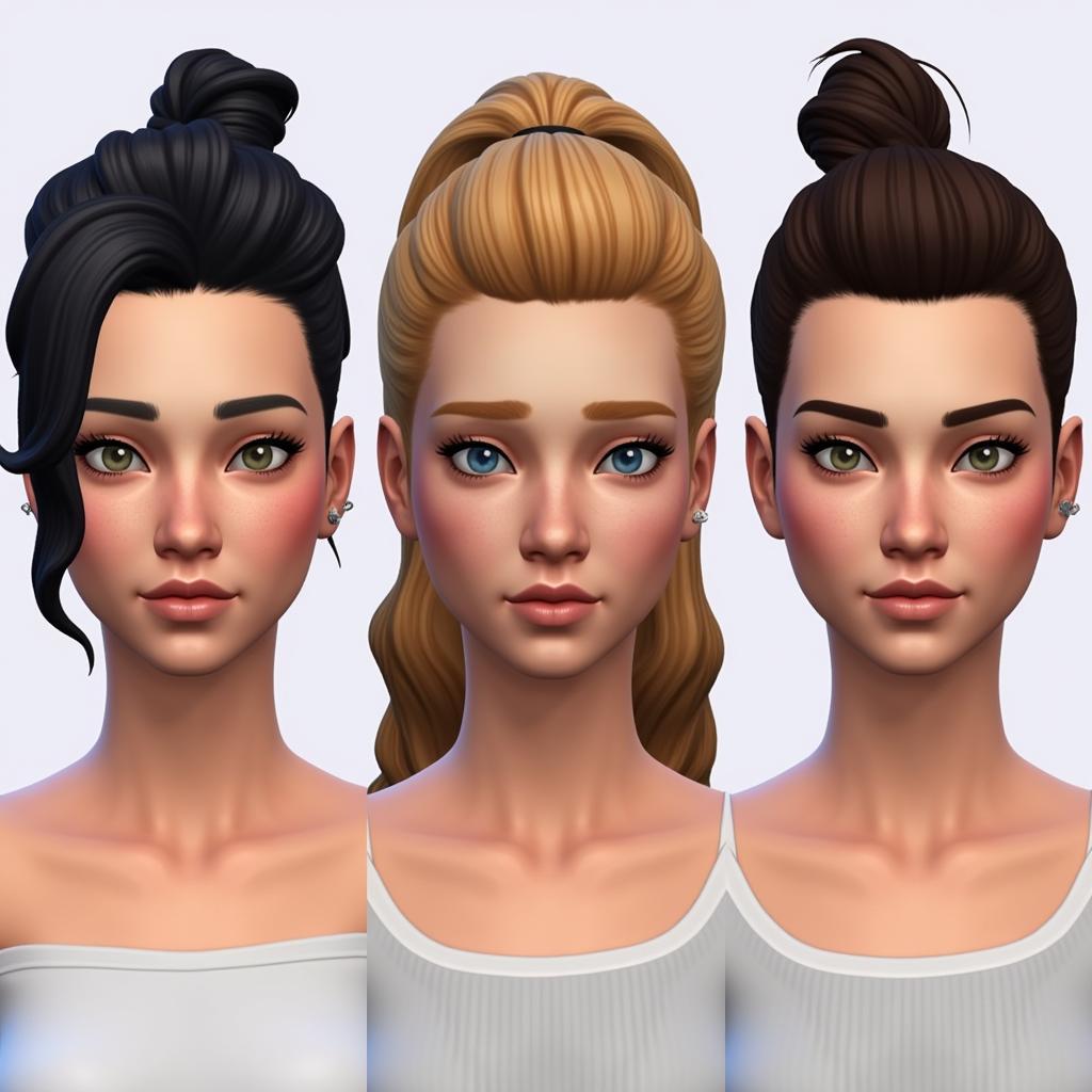 A variety of Sims 4 butt shapes created with slider mods