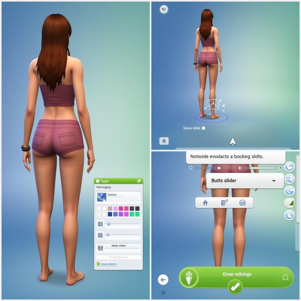  Close-up view of a Sim's backside being adjusted with a butt slider mod in CAS mode