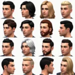 Variety of Sims 4 male hair mods